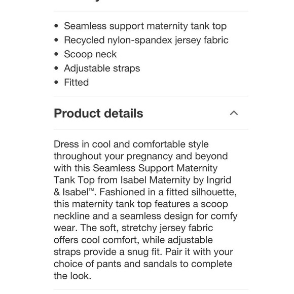 Belly Support Seamless Maternity Camisole - Isabel Maternity S / M White - Picture 4 of 6